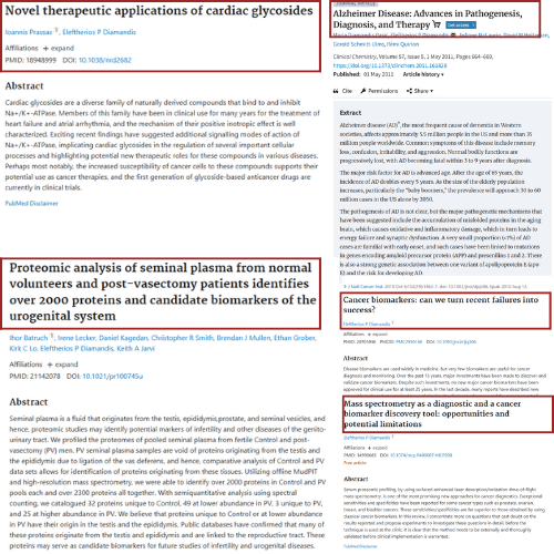 Journal Publications The laboratory has authored numerous publications in high-impact journals, covering topics such as cancer biomarkers, proteomics, tumor biology, neurodegeneration, male infertility, and autoimmune diseases. Selected publications are available for download as PDFs, providing open access to the lab’s scientific findings and methodology.
